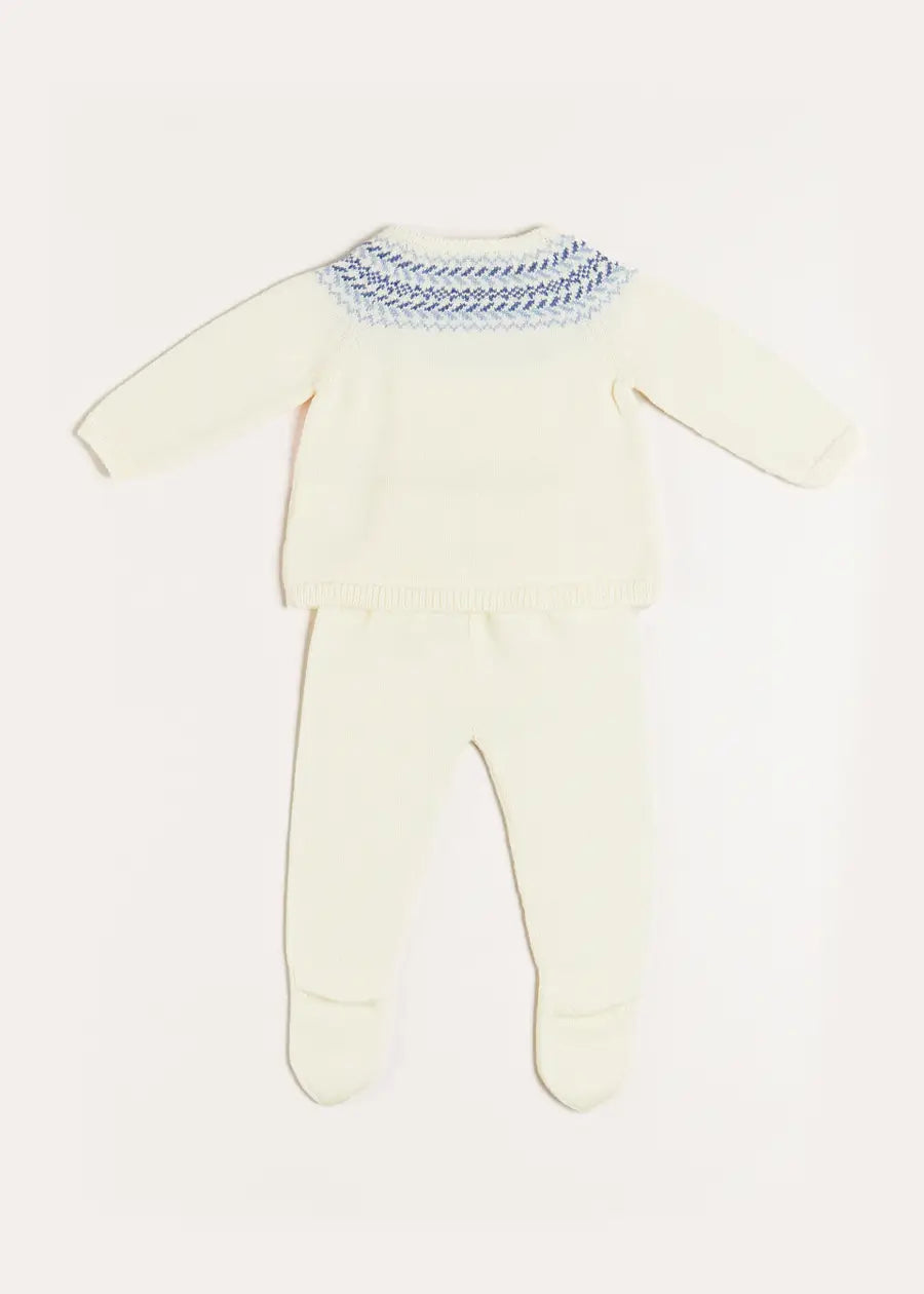 Fair Isle Knitted Set in Cream (1-9mths) Knitted Sets from Pepa London US
