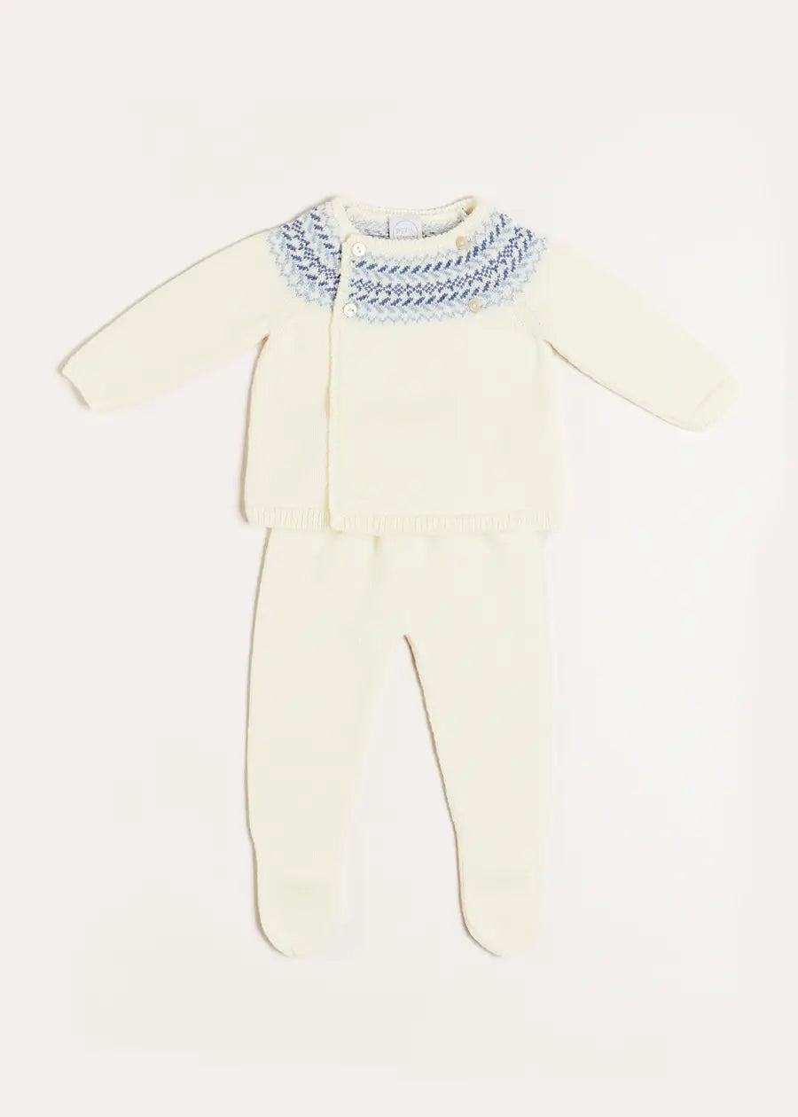 Fair Isle Knitted Set in Cream (1-9mths) Knitted Sets from Pepa London US