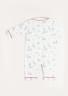 Toile Ruffle Collar Nightwear in Blue (6mths-3yrs) Nightwear from Pepa London US