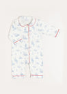 Toile Ruffle Collar Nightwear in Blue (6mths-3yrs) Nightwear from Pepa London US