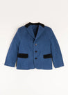 Wool Velvet Collar Blazer in Blue (4-10yrs) Coats  from Pepa London US