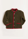 Austrian Single Breasted Contrast Trim Jacket in Green (18mths-10yrs) Coats  from Pepa London US