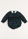 Windsor Tartan Handsmocked Romper in Green (6mths-2yrs) Rompers  from Pepa London US