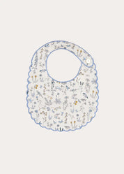 Ellis Rounded Bib with Embroidery in Blue Made with Liberty Fabric ACCESSORIES from Pepa London US
