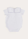 Boat Embroidery Statement Collar Short Sleeve Bodysuit in White (3mths-2yrs) TOPS & BODYSUITS from Pepa London US