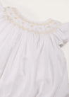 Hand Smocked Sleeveless Romper in White (3-18mths) ROMPERS from Pepa London US