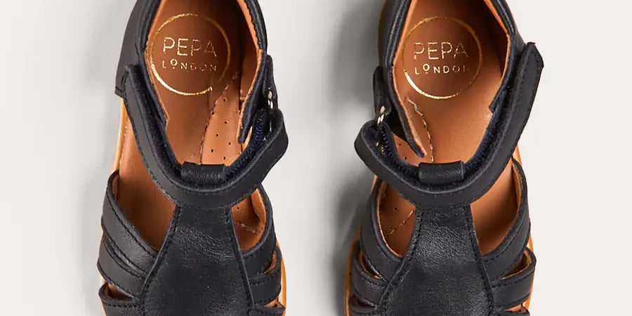 Leather Fishermans Sandals in Navy (21-27EU) SHOES from Pepa London US