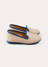 Linen Slippers With Contrast Piping in Cream (24-35EU) SHOES from Pepa London US