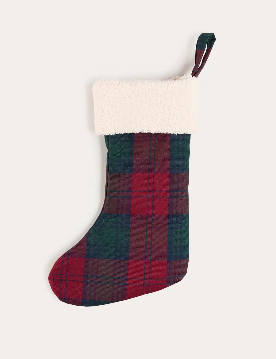 Grosvenor Tartan Christmas Stocking in Red (OS) Accessories from Pepa London US