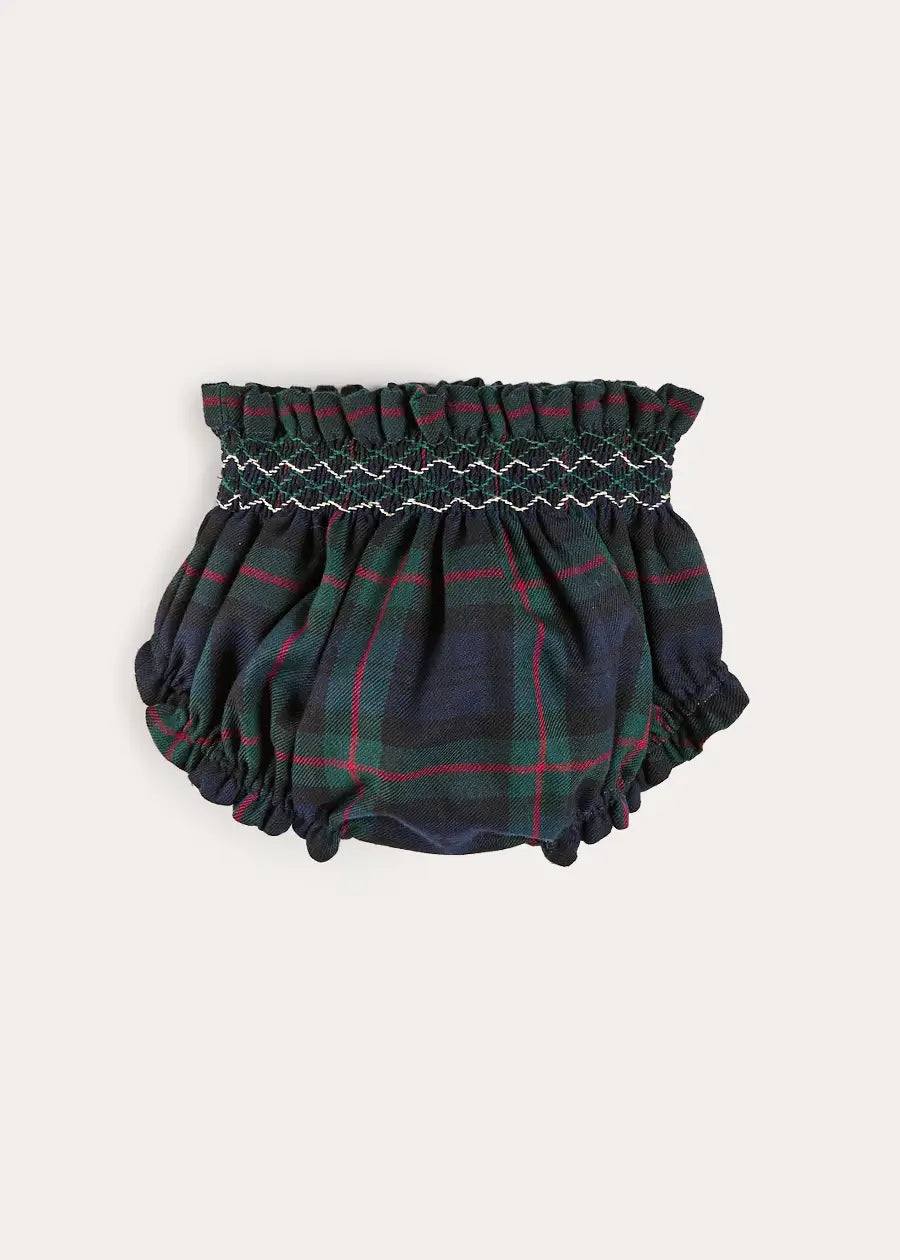 Kinnerton Tartan Hand Smocked Bloomers in Green (3mths-2yrs) Bloomers from Pepa London US
