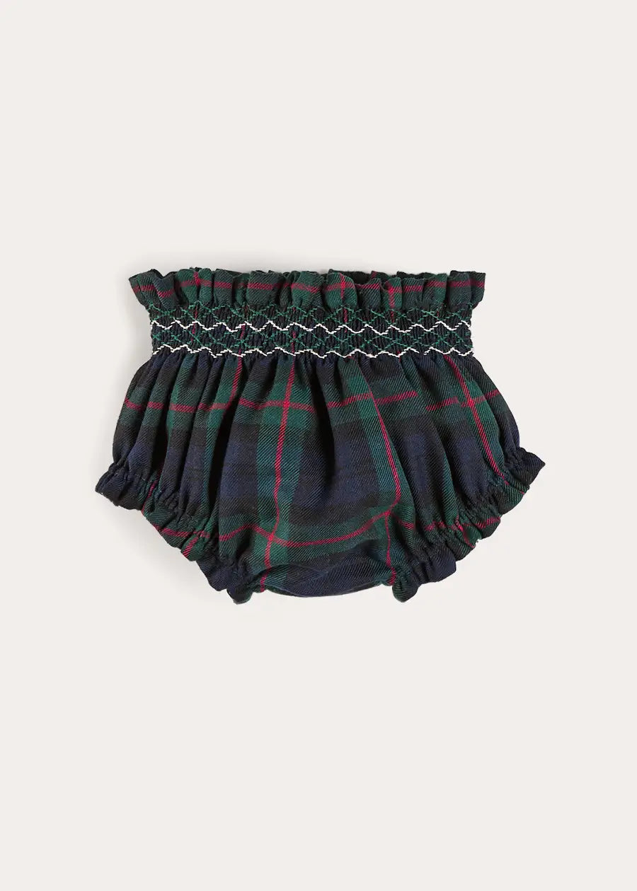 Kinnerton Tartan Hand Smocked Bloomers in Green (3mths-2yrs) Bloomers from Pepa London US