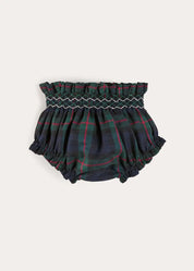 Kinnerton Tartan Hand Smocked Bloomers in Green (3mths-2yrs) Bloomers from Pepa London US