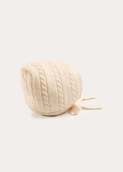 Cashmere Cable Knit Bonnet in Cream (XS-L) Bonnets from Pepa London US
