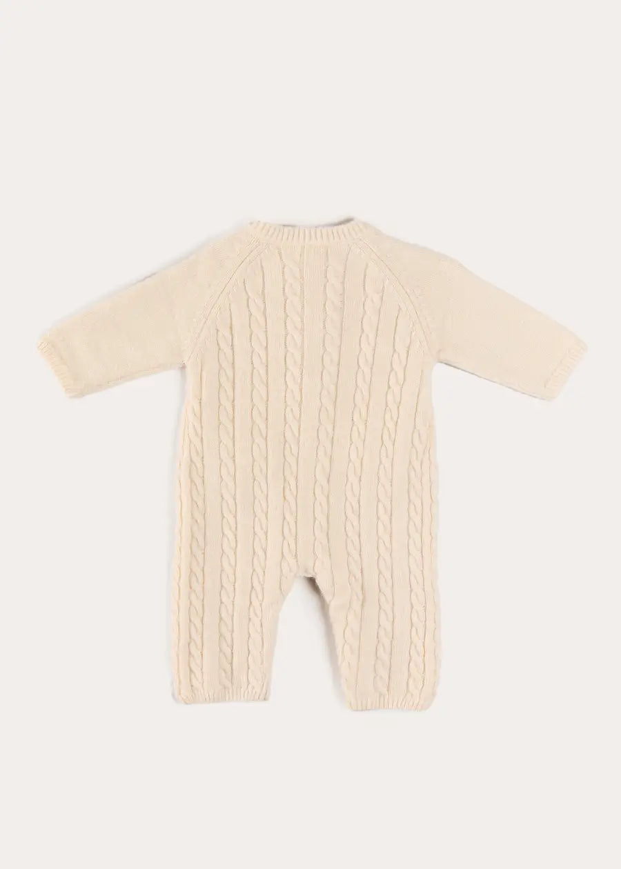 Cashmere Cable Knit Pocket Detail All In One in Cream (1mth-12mths) ALL-IN-ONE from Pepa London US