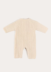 Cashmere Cable Knit Pocket Detail All In One in Cream (1mth-12mths) ALL-IN-ONE from Pepa London US