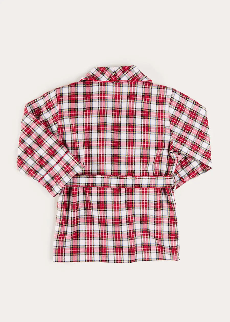 Francis Tartan Long Sleeve Dressing Gown in Red (2-10yrs) Nightwear from Pepa London US