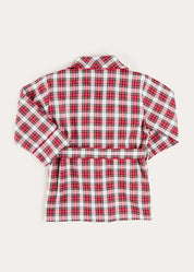 Francis Tartan Long Sleeve Dressing Gown in Red (2-10yrs) Nightwear from Pepa London US