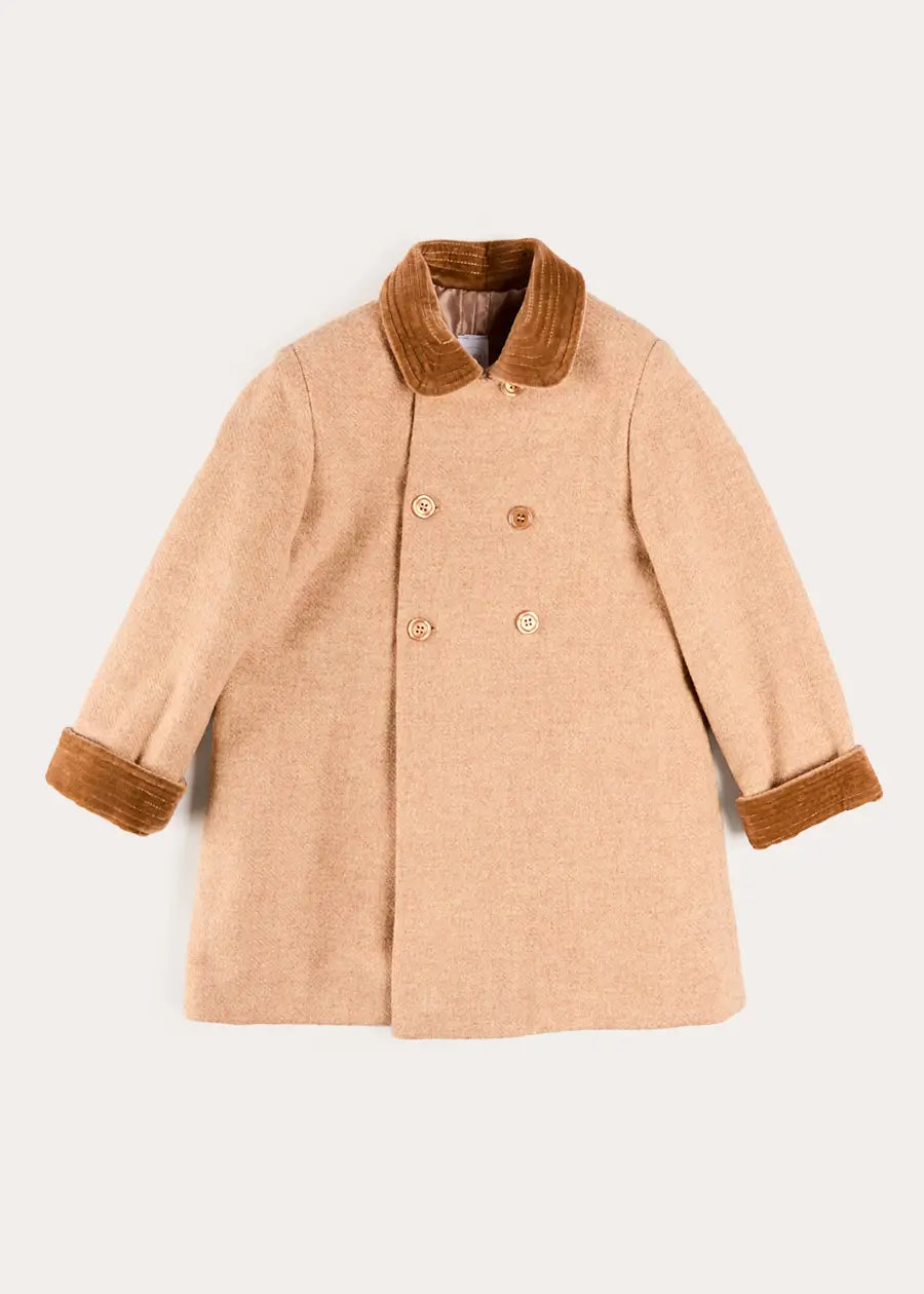 Traditional Double Breasted Coat in Camel (12mths-10yrs) Coats from Pepa London US