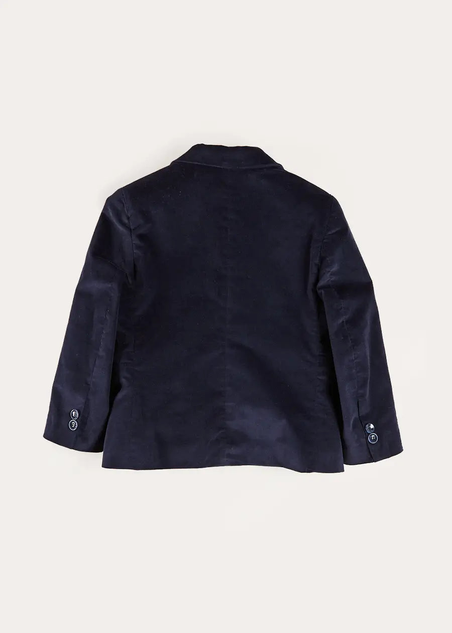 Velvet Three Button Blazer Jacket in Navy (4-10yrs) Coats from Pepa London US
