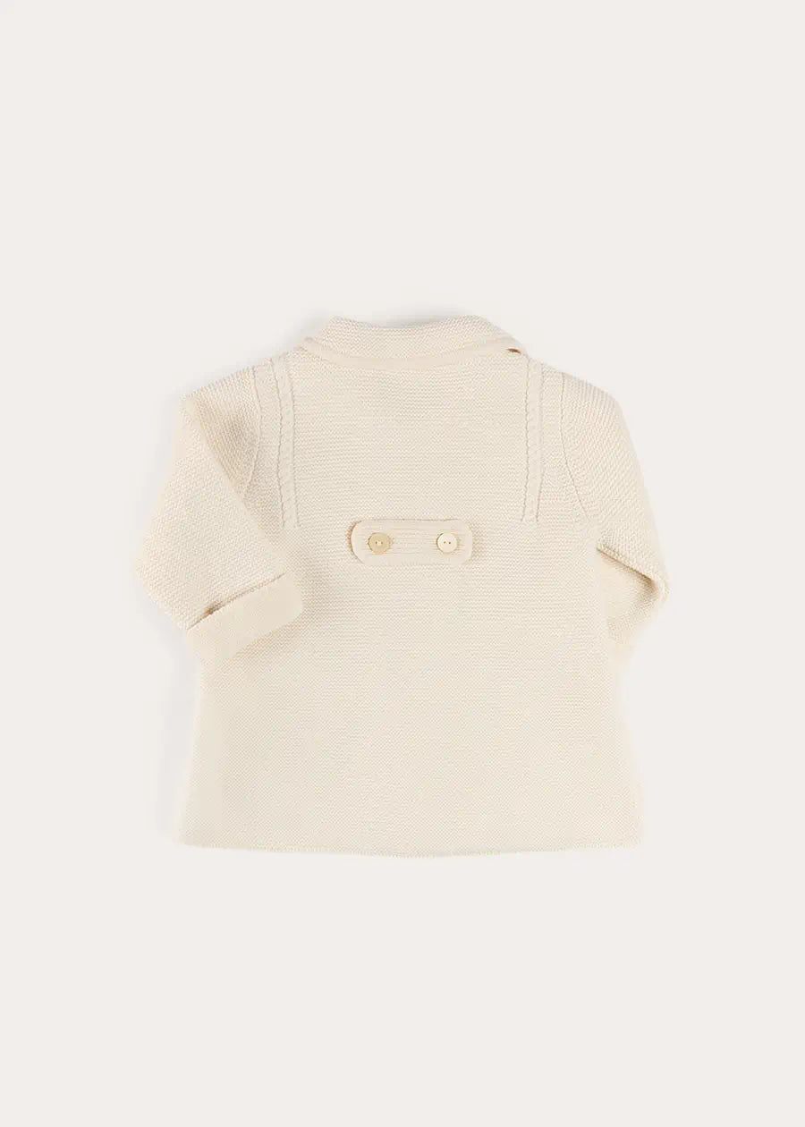 Double Breasted Knitted Buttoned Coat in White (6mths-2yrs) Coats from Pepa London US
