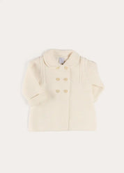 Double Breasted Knitted Buttoned Coat in White (6mths-2yrs) Coats from Pepa London US