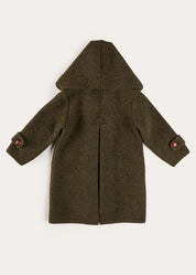 Double Faced Wool Toggle Fastening Duffle Coat in Green (4-10yrs) Coats from Pepa London US