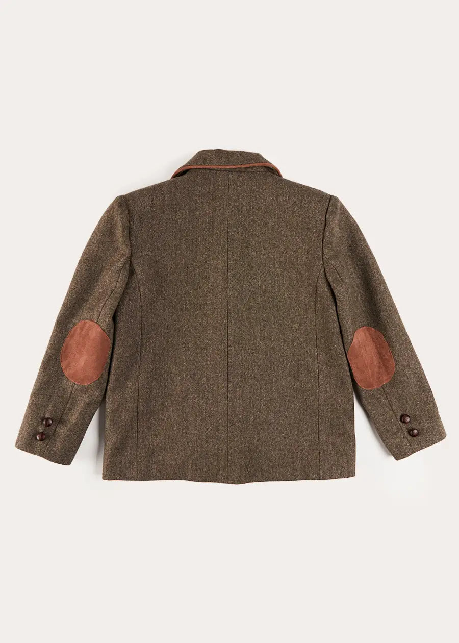 Tweed Blazer with Suede Elbow Patches in Green (4-10yrs) Coats from Pepa London US