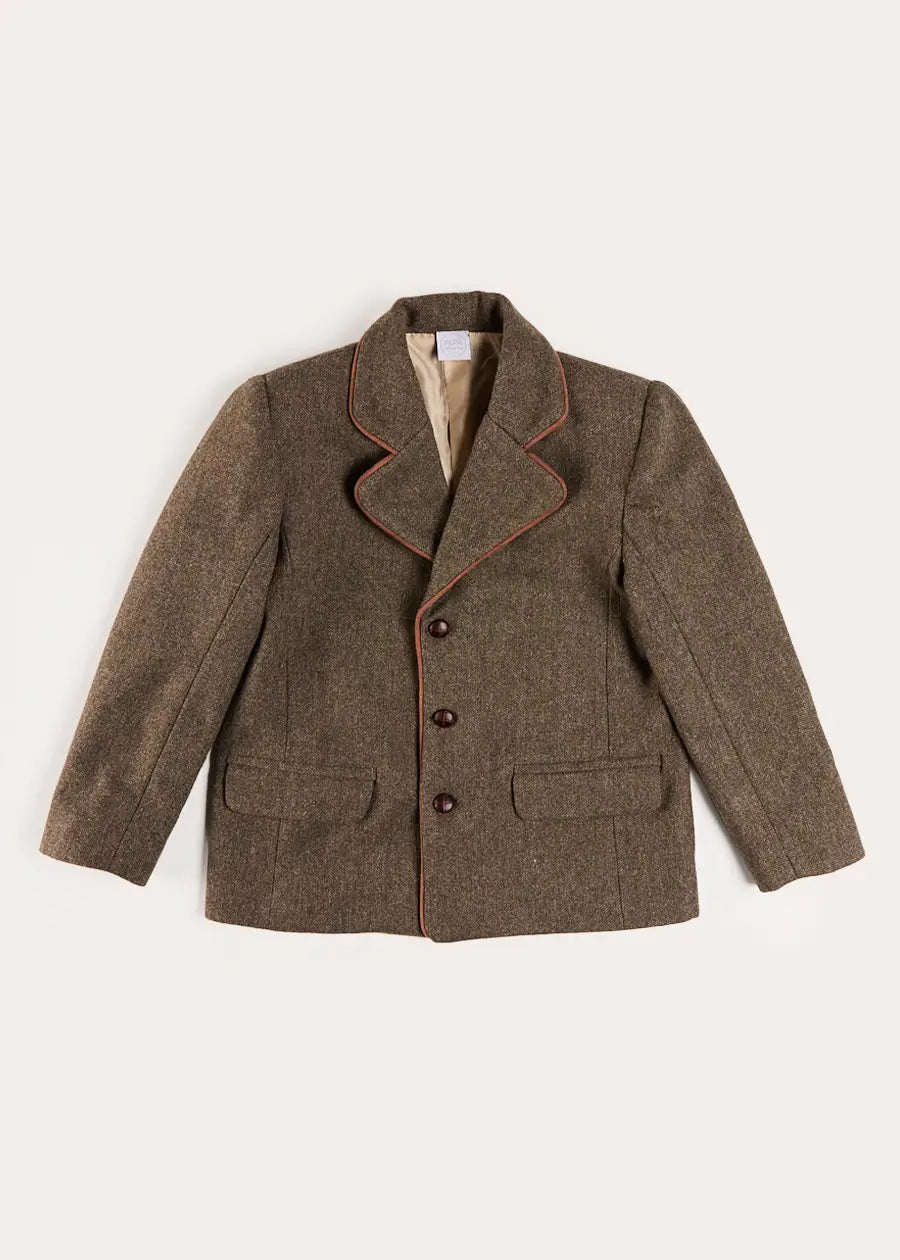 Tweed Blazer with Suede Elbow Patches in Green (4-10yrs) Coats from Pepa London US