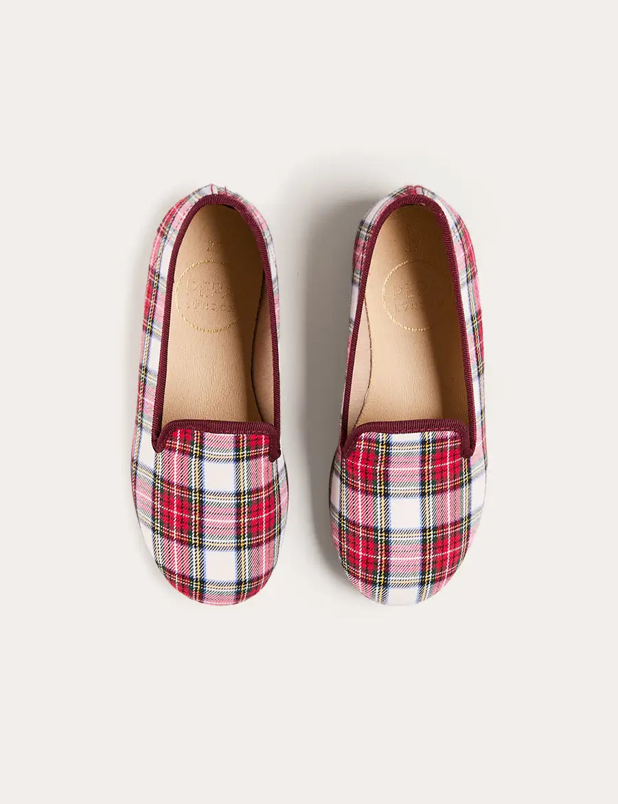 Francis Tartan Slippers in Red (24-35EU) Shoes from Pepa London US