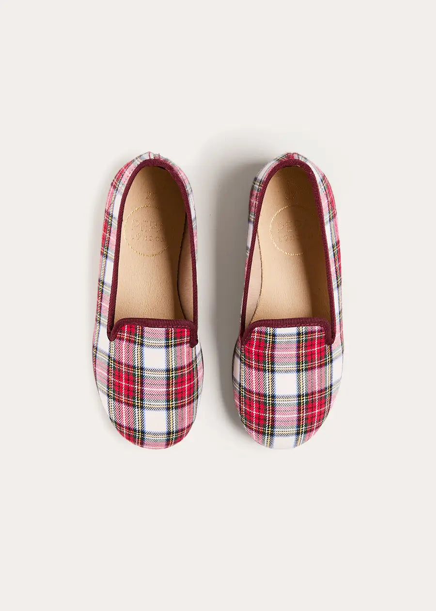 Francis Tartan Slippers in Red (24-35EU) Shoes from Pepa London US
