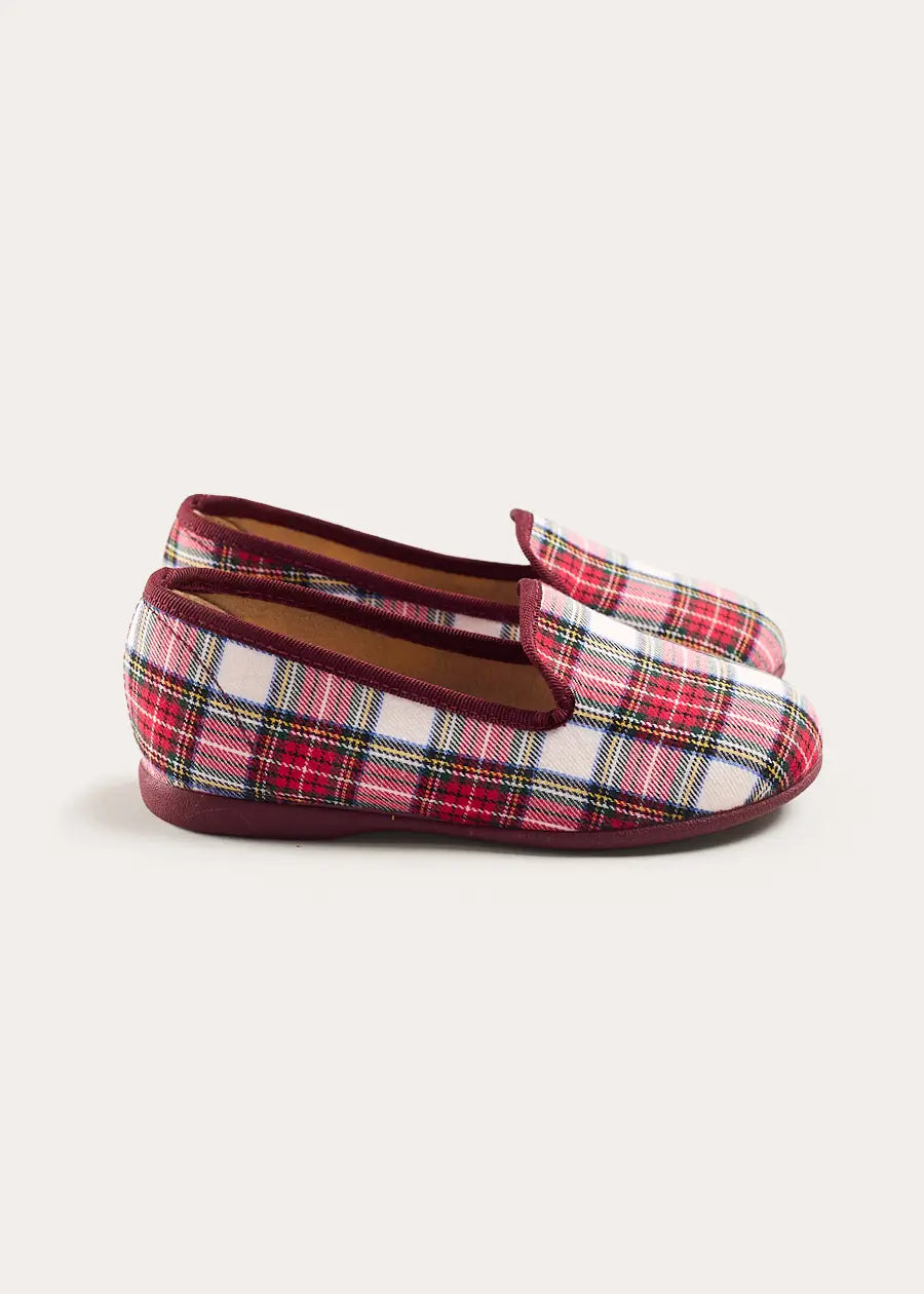 Francis Tartan Slippers in Red (24-35EU) Shoes from Pepa London US