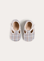 Cadogan Houndstooth T-Bar Pram Shoes in Brown (17-2EU) Shoes from Pepa London US