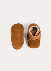Suede Fleece Lined Booties in Camel (17-20EU) Shoes from Pepa London US