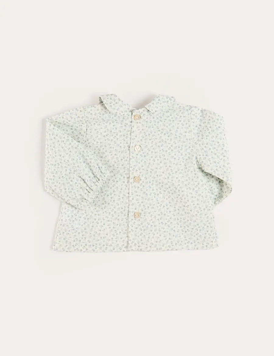 Betsy Floral Long Sleeve Shirt in Blue (1mth-12mths) Shirts from Pepa London US