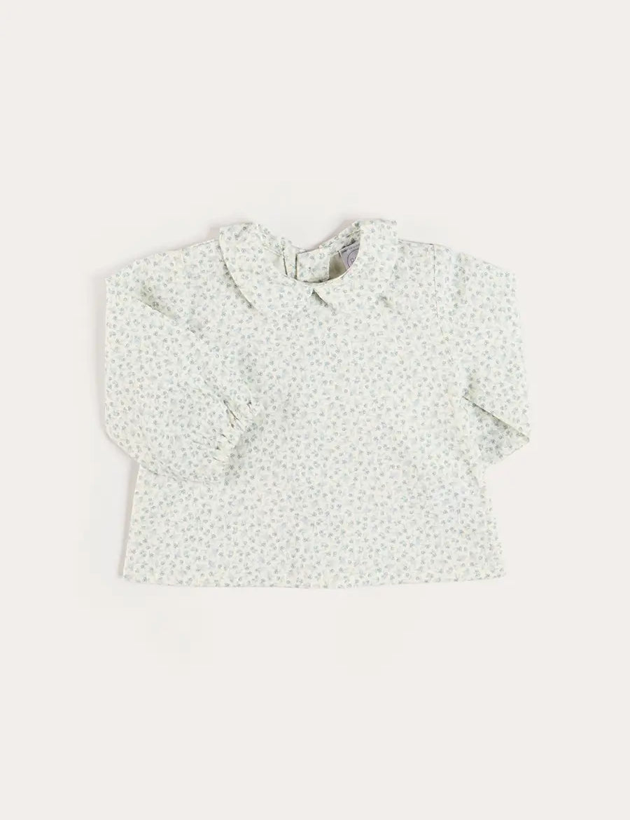 Betsy Floral Long Sleeve Shirt in Blue (1mth-12mths) Shirts from Pepa London US