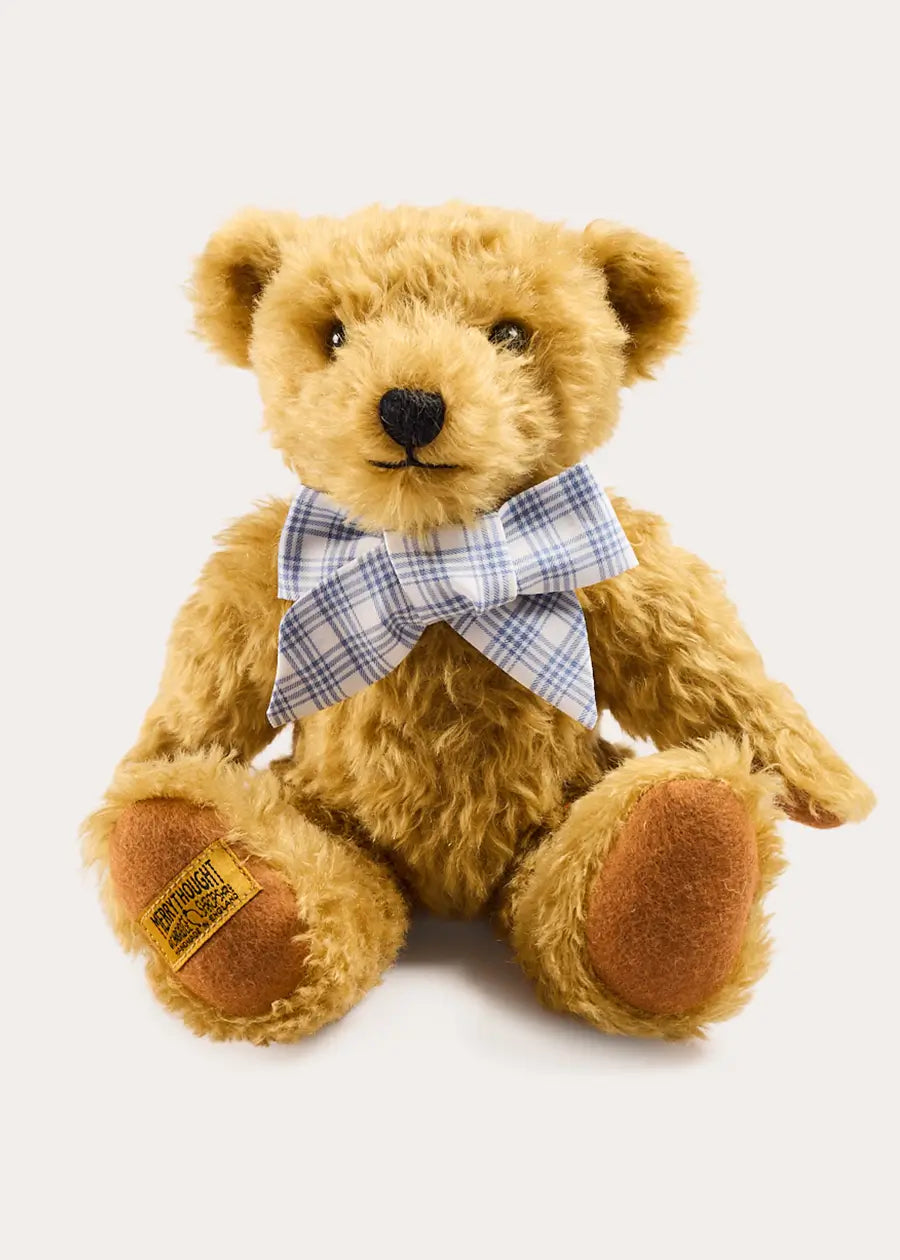 Limited Edition Merrythought & Pepa Teddy Bear with Kinnerton Tartan Bow in Blue (S-M) Toys from Pepa London US
