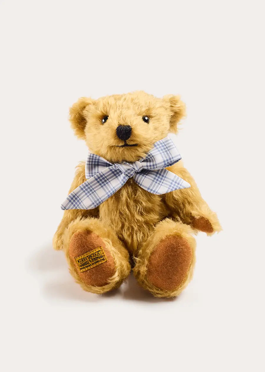 Limited Edition Merrythought & Pepa Teddy Bear with Kinnerton Tartan Bow in Blue (S-M) Toys from Pepa London US