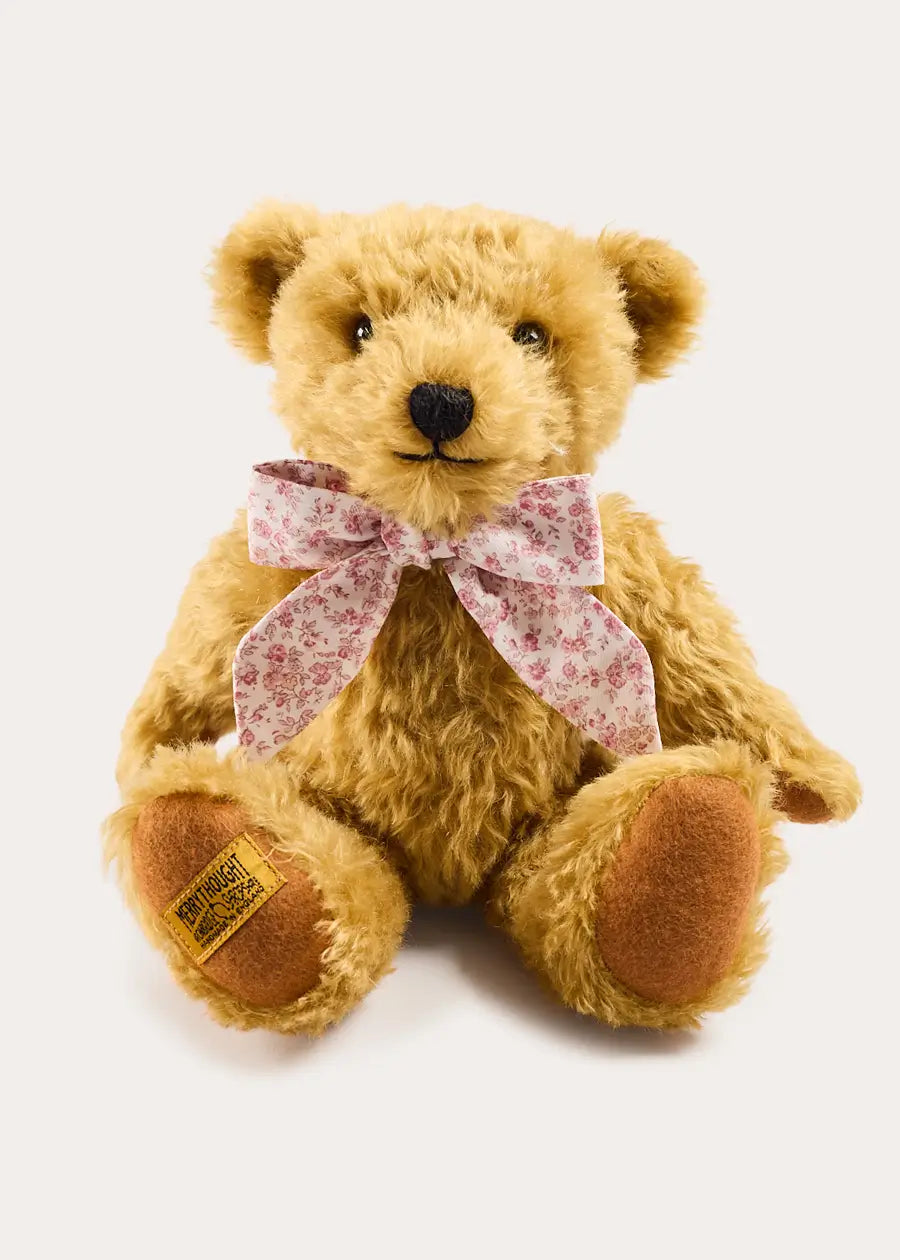 Limited Edition Merrythought & Pepa Teddy Bear in Jane Floral Bow in Pink (S-M) Toys from Pepa London US