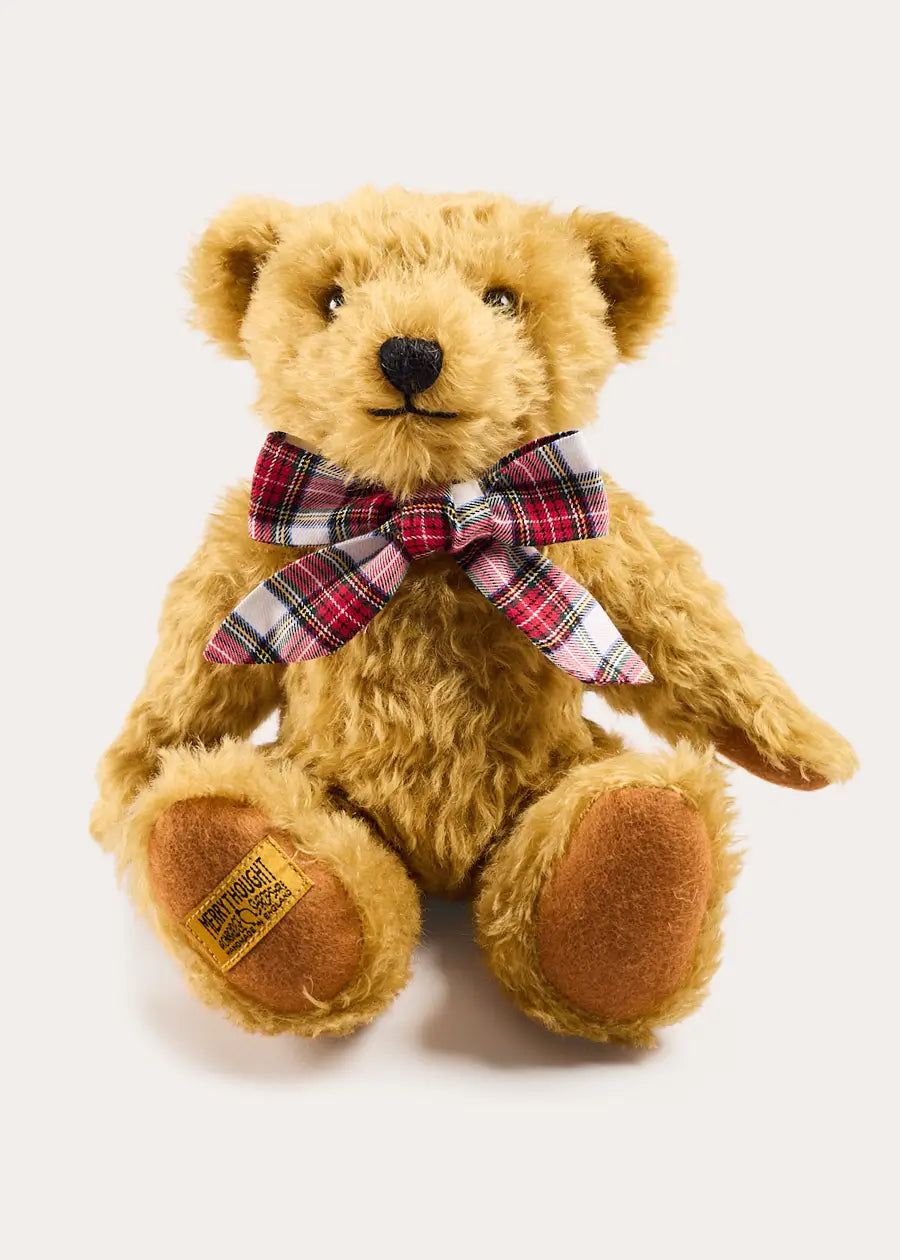 Limited Edition Merrythought & Pepa Teddy Bear with Grosvenor Tartan Bow in Red (S-M) Toys from Pepa London US