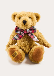 Limited Edition Merrythought & Pepa Teddy Bear with Grosvenor Tartan Bow in Red (S-M) Toys from Pepa London US