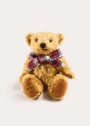 Limited Edition Merrythought & Pepa Teddy Bear with Grosvenor Tartan Bow in Red (S-M) Toys from Pepa London US