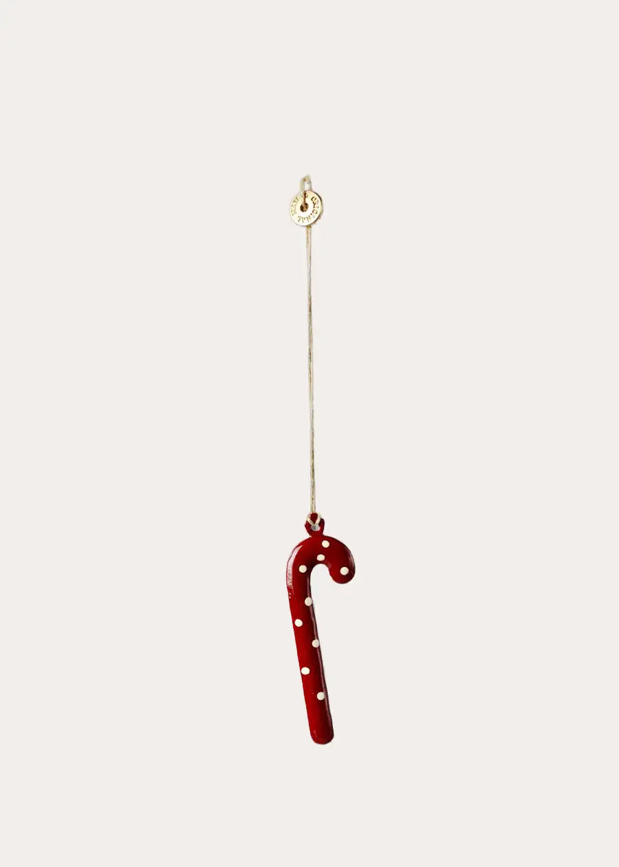 Dot Metal Candy Cane Ornament in Red from Pepa London US