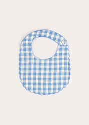 Victoria Gingham Scallop Edge Lined Bib in Blue Accessories from Pepa London US