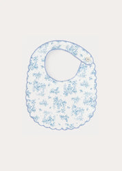 Audrey Toile Scallop Edge Lined Bib in Blue Accessories from Pepa London US