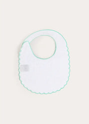 Wimbledon Stripe Scallop Edge Lined Bib in Green Accessories from Pepa London