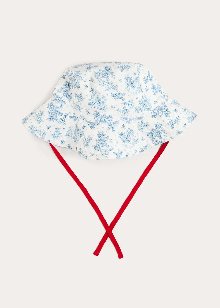Audrey Toile Beach Hat in Blue (S-L) Accessories from Pepa London US
