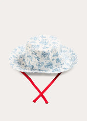 Audrey Toile Beach Hat in Blue (S-L) Accessories from Pepa London US