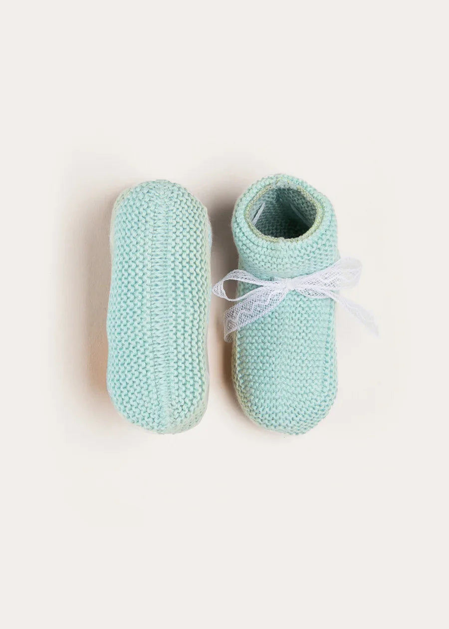 Lace Detail Knitted Booties in Sage Green (0-6mths) Shoes from Pepa London US