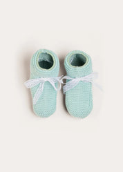 Lace Detail Knitted Booties in Sage Green (0-6mths) Shoes from Pepa London US
