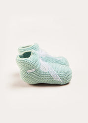 Lace Detail Knitted Booties in Sage Green (0-6mths) Shoes from Pepa London US